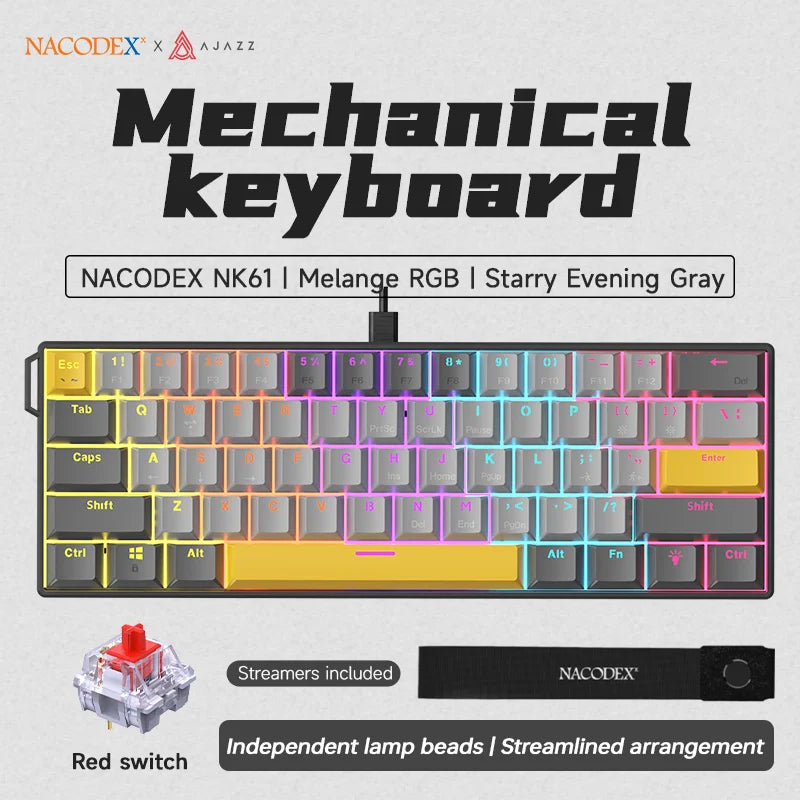 NACODEX NK61 Mechanical Wired Gaming Keyboard RGB