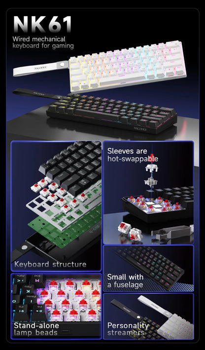 NACODEX NK61 Mechanical Wired Gaming Keyboard RGB