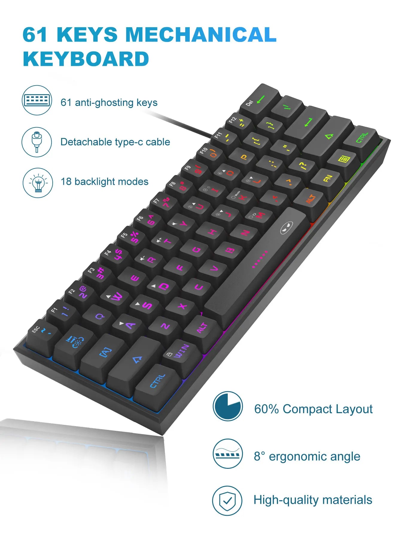 MageGee Mini 60% Gaming Keyboard