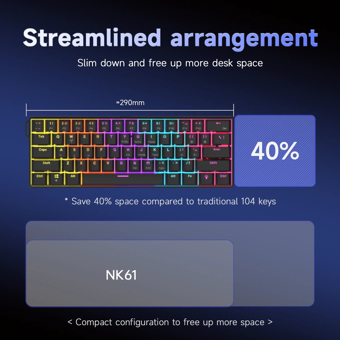NACODEX NK61 Mechanical Wired Gaming Keyboard RGB