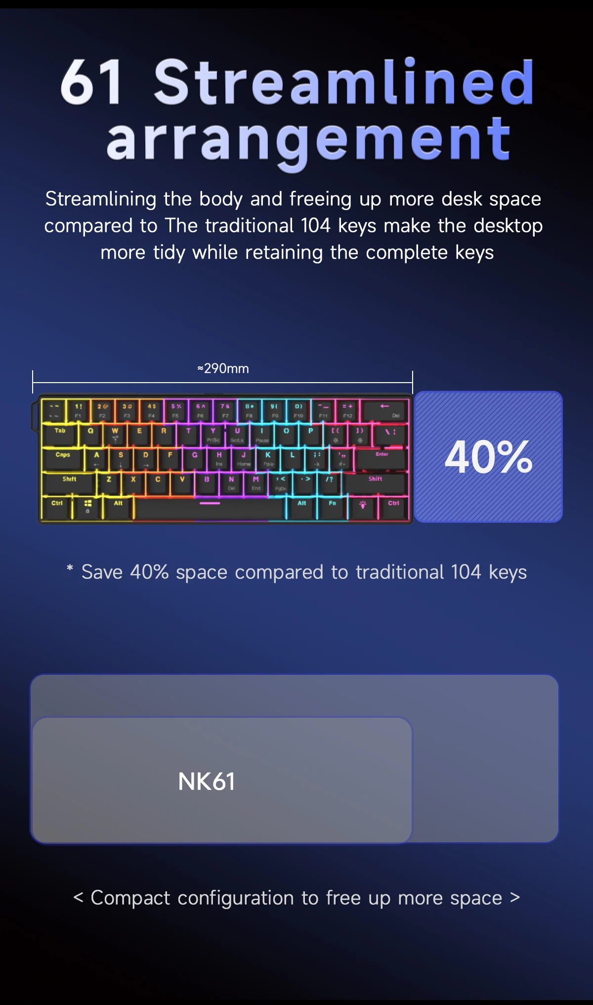 NACODEX NK61 Mechanical Wired Gaming Keyboard RGB