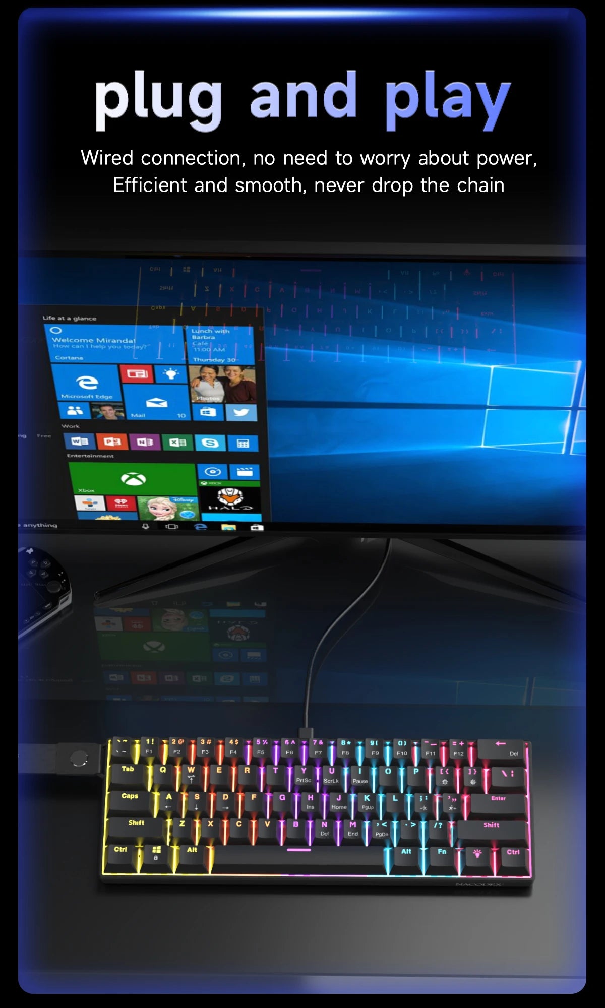 NACODEX NK61 Mechanical Wired Gaming Keyboard RGB